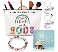 VivaJoy Set regalo per il 18° compleanno, per ragazze, squisite borse per il trucco e bracciale in pietra naturale, con biglietto di auguri e portachiavi - regalo perfetto per il 18° compleanno
