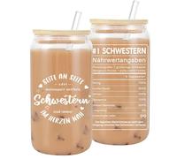 VivaJoy Sorella regalo - Bicchieri trasparenti con coperchio e cannuccia, perfetti come regalo per donne, sorella di compleanno o regali di Natale per sorella