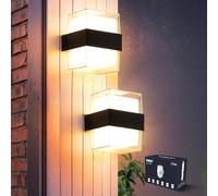 VivaLet 12W Applique da Parete LED Interno, IP65 Lampada da Esterno a Parete Moderna, 1200LM 3000K Up-and-Down Illuminazione, Luce Bagno da Muro per Soggiorno, Camera da Letto, Balcone, Nero 2 Pack