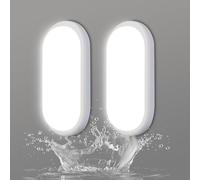 VivaLet 2 Pezzi Applique da Esterno/Interni 18W 1800LM, Plafoniera LED Soffitto, IP65 Luci Lampadario Bagno Ovale, 4000K Bianco Applique da Parete, Lampada LED Soffitto per Balconi Cantine Giardini