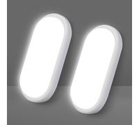 VivaLet Lampada da Parete a LED a 2 Pezzi per Interni 12W 1200LM, Luci LED Ovale Bianca, 4000K Applique da Parete Esterno, IP54 Plafoniera Soffitto per Bagno, Scale, Giardino, Cantina, Garage