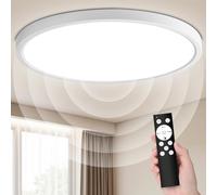 VivaLet LED Plafoniera con Sensore di Movimento 36W 3600LM, 3000K-6000K Lampada da Soffitto Dimmerabile Piatta con Telecomando, Sensore Crepuscolare per Luci per Bagno, Cantina, Scale,Garage IP54 40cm