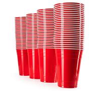 Vivaloo, 100 Bicchieri in plastica per concorso Beer Pong, Rossi, 473 ml