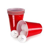 Vivaloo Bicchieri Beer Pong Rossi in Plastica - Bicchieri da Birra Riutilizzabili - Gioco Birrapong - Bicchieri Beer Pong - 50 Bicchieri + 6 Palline