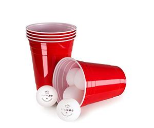 Vivaloo Bicchieri Beer Pong Rossi in Plastica - Bicchieri da Birra Riutilizzabili - Gioco Birrapong - Bicchieri Beer Pong - 250 Bicchieri + 24 Palline