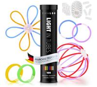 Vivaloo Set di bastoncini luminescenti: 100 pezzi + accessori | Connettori per braccialetti | Luci e decorazioni al neon | Festival Party Essentials