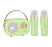 Vivamic Kids Karaoke Fun Set - Compatto Mini Karaoke Machine with 2 Wireless Mics (Green)