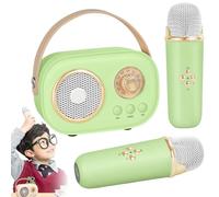VivaMic - Mini altoparlante Bluetooth portatile per bambini e adulti, con 2 microfoni wireless, 6 effetti sonori, perfetto per feste di compleanno e divertimento in famiglia (verde)