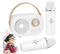 VivaMic - Mini set per karaoke portatile per bambini, con 2 microfoni wireless, altoparlante Bluetooth portatile, 6 effetti sonori, per bambini e adulti, compleanno, casa, famiglia, amici, feste