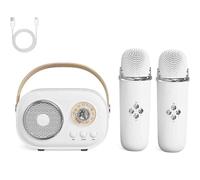 Vivamic Portable Karaoke Fun Set, Mini Karaoke Machine with Wireless Microphone, Portable Bluetooth Speaker, for Home and Outdoor Entertainment (White)