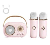 Vivamic Portable Karaoke Fun Set, Mini Karaoke Machine with Wireless Microphone, Portable Bluetooth Speaker, for Home and Outdoor Entertainment (Pink)