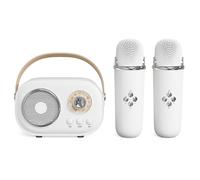 Vivamic Portable Karaoke Fun Set, Portable Microphone, C20 Mini Bluetooth Karaoke Speaker for Home and Outdoor Entertainment with Wireless Microphone (2 microphone,White)