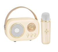 Vivamic Portable Karaoke Fun Set, Portable Microphone, C20 Mini Bluetooth Karaoke Speaker for Home and Outdoor Entertainment with Wireless Microphone (1 microphone,Beige)