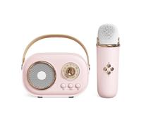 Vivamic Portable Karaoke Fun Set, Portable Microphone, C20 Mini Bluetooth Karaoke Speaker for Home and Outdoor Entertainment with Wireless Microphone (1 microphone,Pink)
