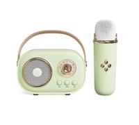 Vivamic Portable Karaoke Fun Set, Portable Microphone, C20 Mini Bluetooth Karaoke Speaker for Home and Outdoor Entertainment with Wireless Microphone (1 microphone,Green)