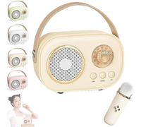 Vivamic Portable Kids Karaoke Fun Set, Mini Karaoke Machine, Portable Bluetooth Speaker, Bluetooth Speaker with Wireless Microphone, 6 Sound Modes, Suitable for Indoor and Outdoor (1 mic,Yellow)