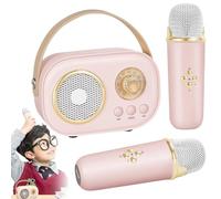 VivaMic - Set karaoke portatile per bambini e adulti, mini altoparlante Bluetooth con 2 microfoni wireless e 6 effetti sonori, perfetto per feste di compleanno e divertimento in famiglia (rosa)