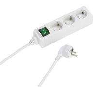 Vivanco EBLS3 W - Ciabatta elettrica a 3 prese con interruttore e protezione bambini, conduttore 3 m, sezione trasversale del filo 1,5 mmq, colore: Bianco