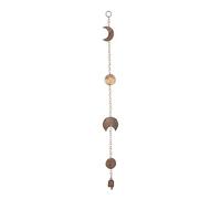 Vivanta Fase lunare da appendere alla parete, bronzo oro, metallo, 76 cm, martellato, rustico, campane a vento celeste con campana, per interni ed esterni, camera da letto, soggiorno