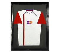 Vivarti Cornice da esposizione per maglietta sportiva junior standard fai da te, per maglietta da calcio/rugby, maglietta da banda, scatola ombra - 50 x 70 cm, cornice nera lucida, cornice interna