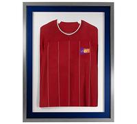 Vivarti Cornice per camicia sportiva fai da te montata in 3D con montatura in argento con supporti di colore (adulto, 60 x 80 cm, cornice argentata, supporto blu, cartoncino bianco)