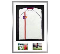 Vivarti Espositore per camicia sportiva fai da te, cornice argentata (Junior, 59,4 x 84 cm, cornice argento, passepartout bianco, cartoncino nero sul retro)
