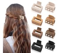 VivaSmile 8 PCS Piccole Mollette Capelli Donna - Eleganti Pinze per Capelli, Pinza Capelli Donna Antiscivolo per Capelli Sottile, Spessi e Ricci (Marrone)