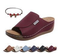 VivaStep - Sandali ergonomici e antiscivolo per alleviare il dolore, pantofole ortopediche da donna con punta aperta, comfort per tutto il giorno, Rosso vinaccia, 44 EU