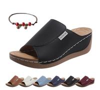 VivaStep - Sandali ergonomici e antiscivolo per alleviare il dolore, pantofole ortopediche da donna con punta aperta, comfort per tutto il giorno, Nero , 45 EU