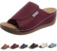 Vivastep, sandali Viva Step da donna, ergonomici e antiscivolo, pantofole aperte da donna, Rosso vinaccia, 39 EU