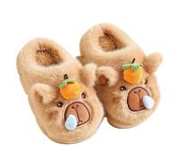 VIVBCLI Capybara Pantofole per bambini, graziose scarpe in peluche a forma di animale, calde, divertenti, morbide, per autunno e inverno, per ragazze e ragazzi, Marrone, 28 EU