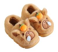 VIVBCLI Capybara Pantofole per bambini, graziose scarpe in peluche a forma di animale, calde, divertenti, morbide, per autunno e inverno, per ragazze e ragazzi, Marrone a, 18 EU stretta