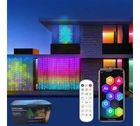 VIVBCLI Tenda Luminosa Natale Smart, 400 LEDs Luci Dinamiche per il Fai-da-Te, 200+ Modalità Scena Curtain Light, Controllato Tramite APP e Telecomando, con la Musica (2m * 2m)
