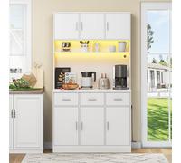 VIVCA 100 x 40 x 180 cm, buffet multifunzione con illuminazione a LED con controllo app, cassetti, ripiani regolabili, fori di gestione dei cavi e prese, ideale per cucine e sala da pranzo