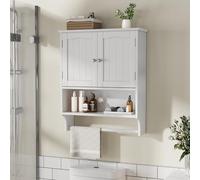 VIVCA Armadietto da bagno bianco con portasciugamani e 2 ripiani regolabili, adatto per lavanderia, cucina, bagno