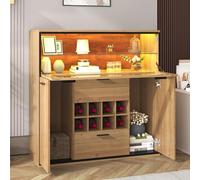 VIVCA Credenza, elegante armadietto per vino con doppie porte, scaffale in vetro e supporto per vino - Perfetta conservazione in un'elegante credenza