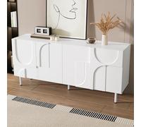 VIVCA Credenza geometrica per sala da pranzo, moderna, funzionale mobile con curve irregolari, conservazione multipla ed elegante bianco perfetto per minimalismo, arredamento moderno