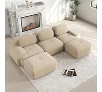 VIVCA Divano a U in cordone 32D di alta qualità, imbottitura altamente elastica, beige, senza montaggio, antiscivolo e adatta agli animali domestici, braccioli extra larghi per soggiorno, camera da