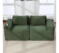 VIVCA Divano modulare a 2 posti, con portabevande, tasche laterali, nucleo a molle, schiuma ad alta densità, indeformabile, verde