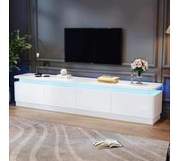 VIVCA Mobile TV con 180 x 34 x 40 cm e 4 cassetti, supporto per TV e TV con LED, pannello basso lucido e tavolo TV, adatto per TV da 80 pollici, bianco
