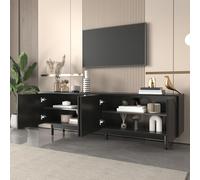 VIVCA Mobile TV moderno nero - 175 x 38 x 56 cm, ripiani regolabili, mobili leggeri per TV a basso consumo