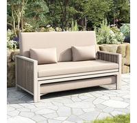 VIVCA Mobili da giardino per 2 persone, divano da giardino, divano per il tempo libero, lettino per esterni, schienale regolabile (5 livelli, 0-65°), poggiapiedi retrattile, kaki + beige.