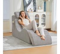 VIVCA Poltrona moderna per il tempo libero grigio chiaro, ergonomica, realizzata in schiuma di compressione altamente elastica, seduta rimovibile e tasca laterale per una seduta confortevole nella