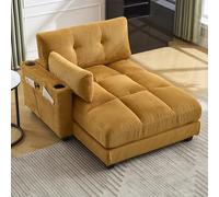 VIVCA Poltrona palma con soffici cuscinetti a righe, polsi, imbottiture rotanti, alette per la testa, tre tazze e tasca laterale per pantaloni, adatta per soggiorno e camera da letto, senape.