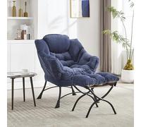 VIVCA Sedia pigra con ottomano, moderna poltrona da salotto con braccioli e una tasca laterale, per il tempo libero, divano imbottito, sedia da lettura con poggiapiedi per piccoli spazi, sedia ad