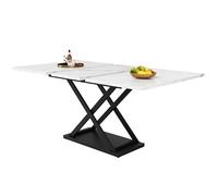 VIVCA Set da pranzo (5-TLG), tavolo da pranzo allungabile per 4 persone, tavolo da pranzo 160 x 80 x 75 cm, tavolo da pranzo in velluto nero, tavolo da pranzo bianco marmorizzato.