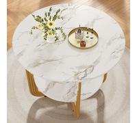 VIVCA Tavolo da pranzo rotondo, 80 × 80 × 76 cm, tavolo da pranzo rotondo per 4 persone, piccolo piatto rotondo al centro per la conservazione, adatto per sala da pranzo, soggiorno, tavolo in marmo