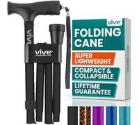 Vive - Bastone da passeggio pieghevole leggero per uomini e donne - regolabile e durevole per viaggiare - pieghevole aiuto per la mobilità - maniglie ergonomiche e confortevoli, colore nero