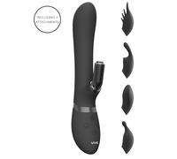 Vive Chou - Vibratore con Stimolatore Clitorideo Ricaricabile e Testine Interchangeabili (Nero)