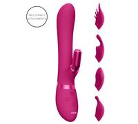 Vive Chou - vibratore ricaricabile con testine intercambiabili per stimolazione clitoridea (rosa)